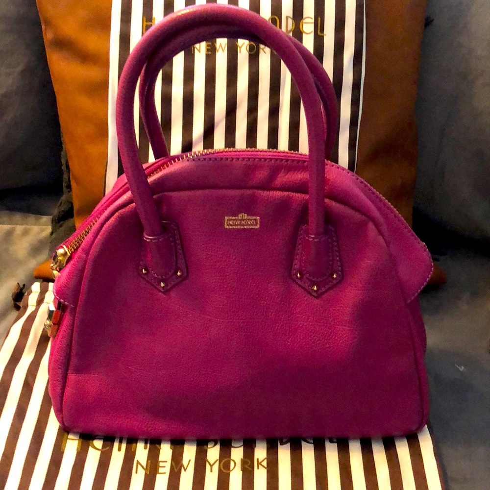 Vintage leather Henri Bendel handbag Fushia with gold hardware